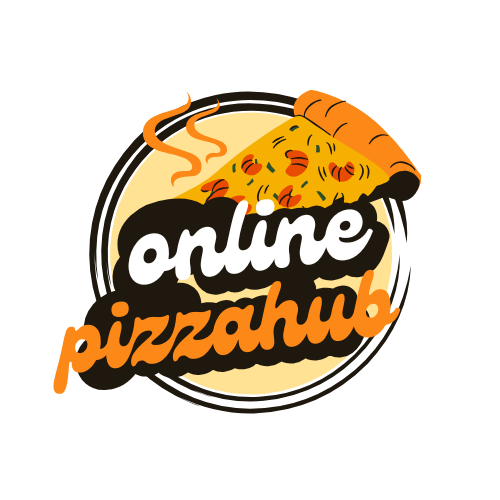 yellow orange playful illustrative pizza mania brand logo